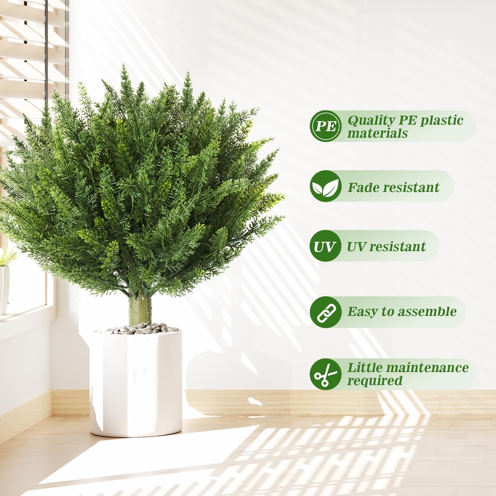 Set of 2 Artificial Cypress Topiary Shrubs, 20″ UV-Resistant Outdoor Plants