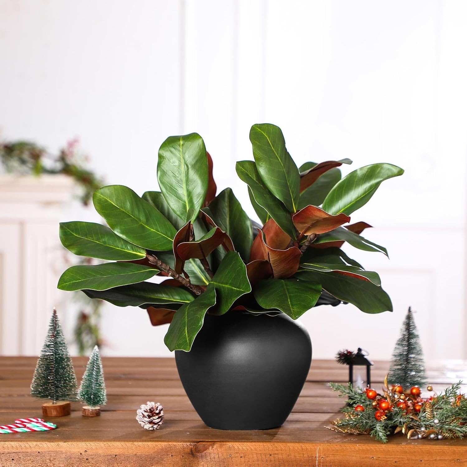 6 Pcs Magnolia Artificial Leaves Branches 3D Magnolia Pick Real Touch Faux Stems