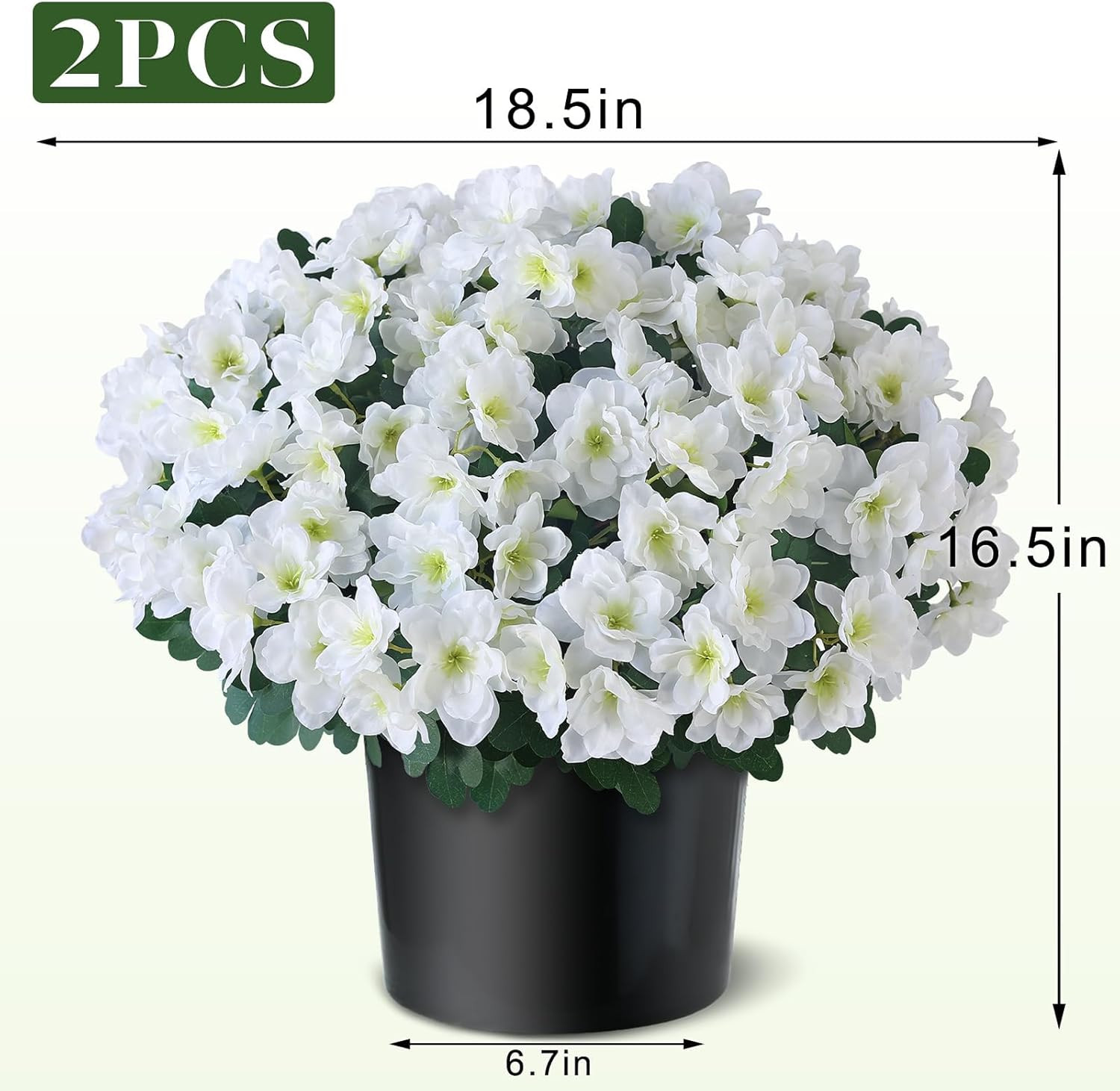 Set of 2 White Artificial Azalea Topiary Trees for Outdoor Decor