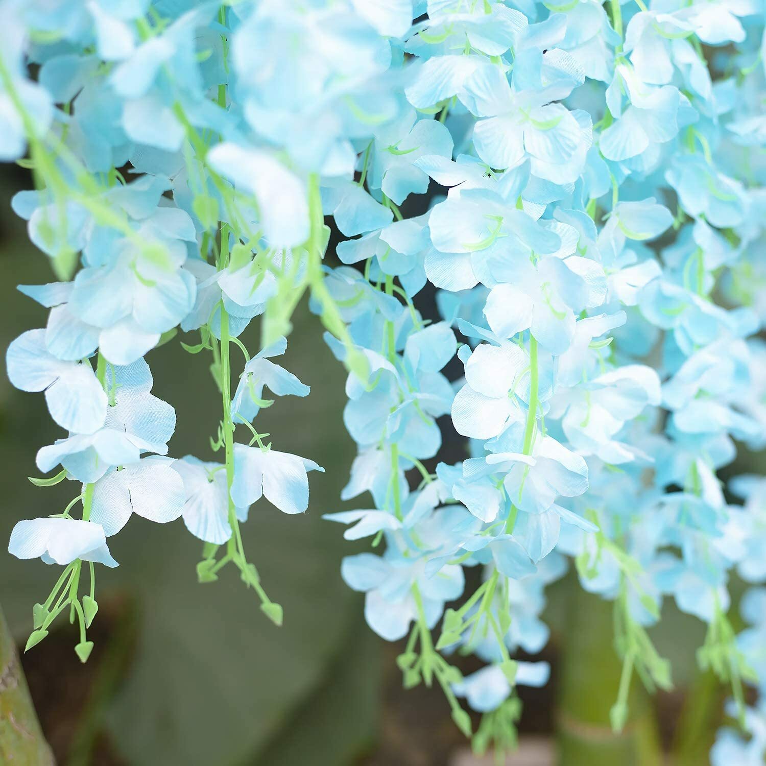 12Pcs 3.6ft Artificial Wisteria Vine Silk Blue Hanging Flower Wedding Home Decor