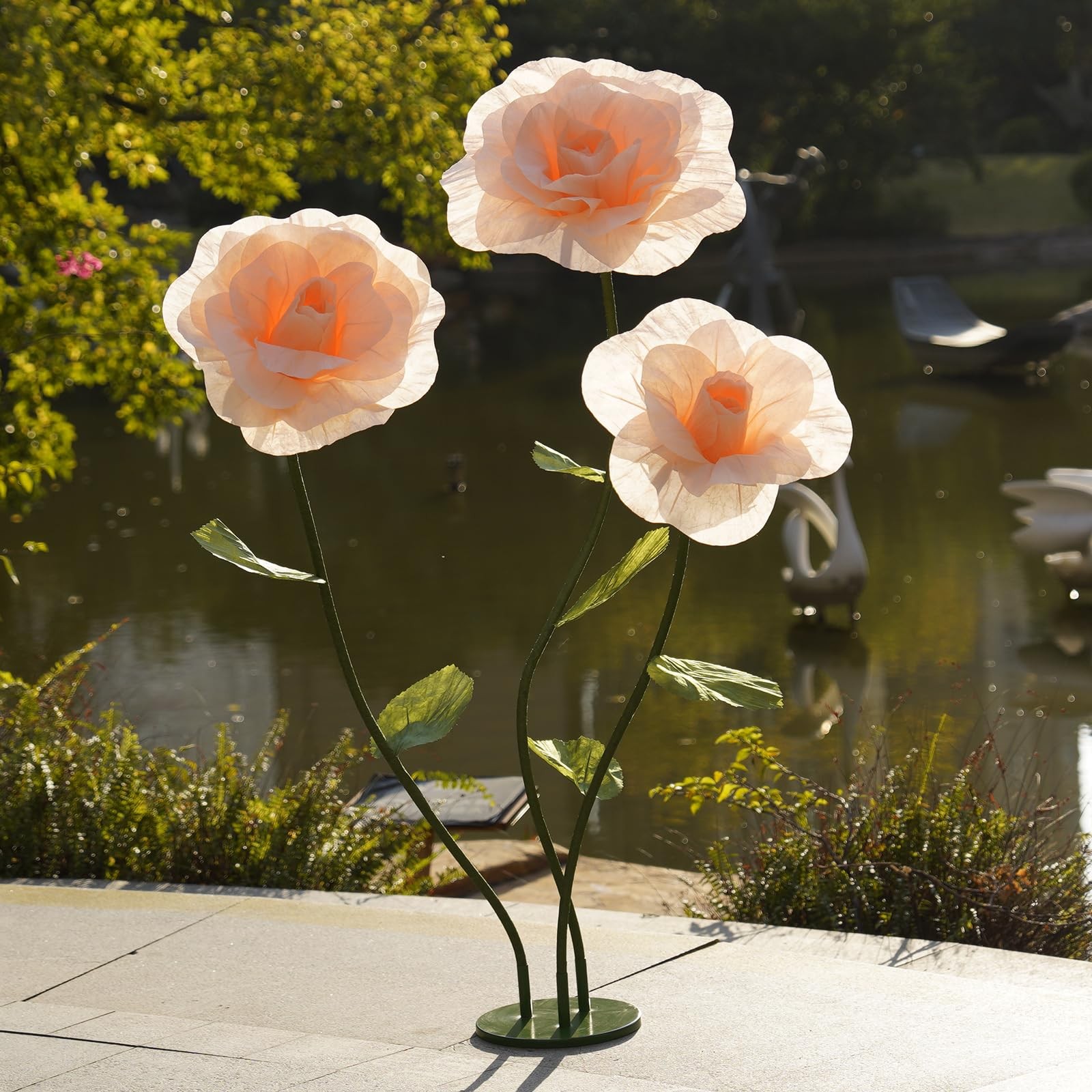 Giant Roses Artificial Flowers for Decoration with Stand,Oversized Handmade R…
