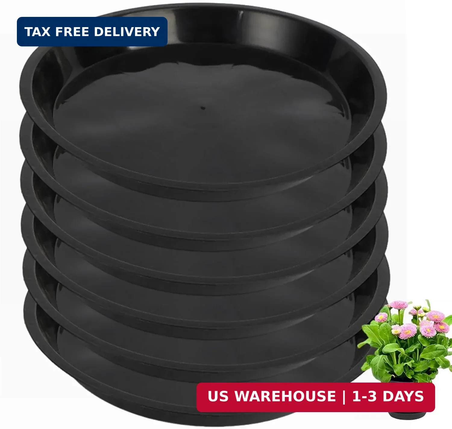 6 Pack Plant Saucer 12 Inch Plastic Plant Tray, Sturdy and Durable Flower Pot Co