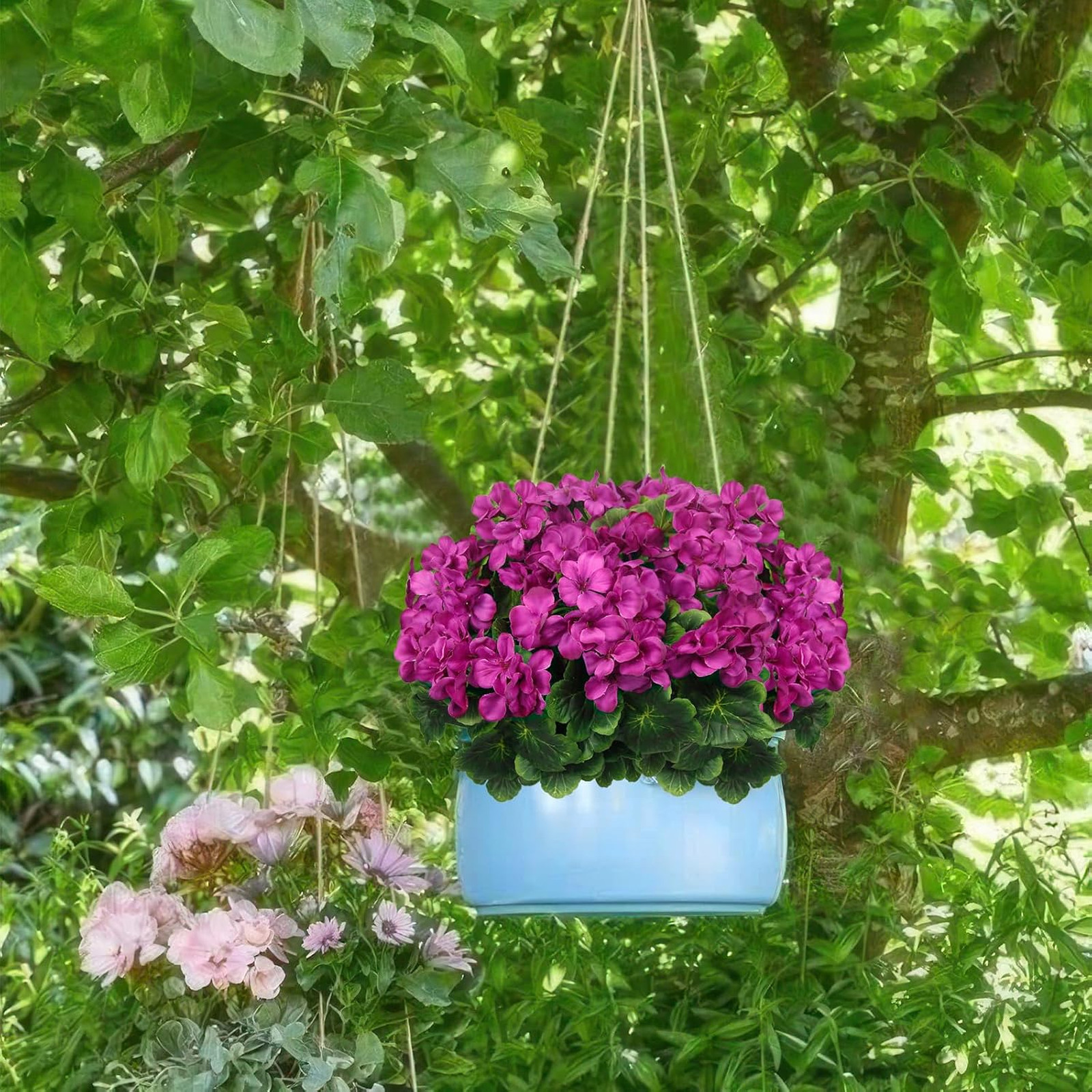 Artificial Geranium Flowers Fuchsia Silk Outdoor Patio Cemetery Garden