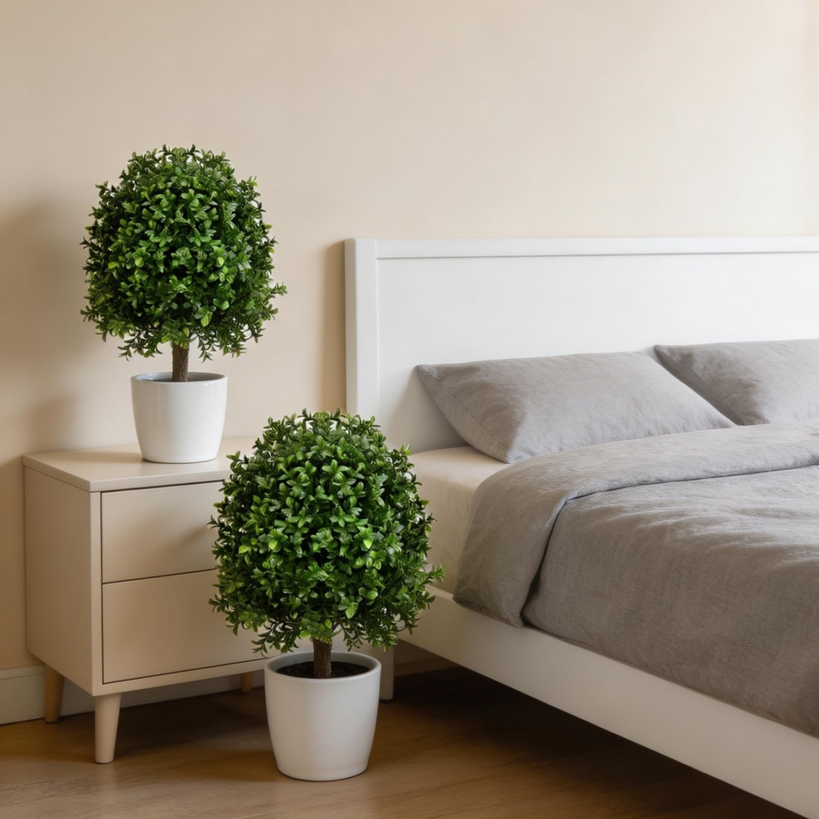 25″ Artificial Boxwood Topiary Tree – 2-Pack Realistic Touch Dual-Tone UV-Res…
