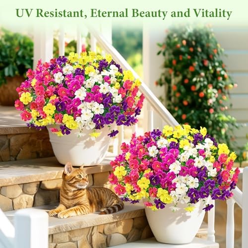 Look Real Artificial Flowers for 12 Bundles Fushia&purple&red&yellow&rose Red