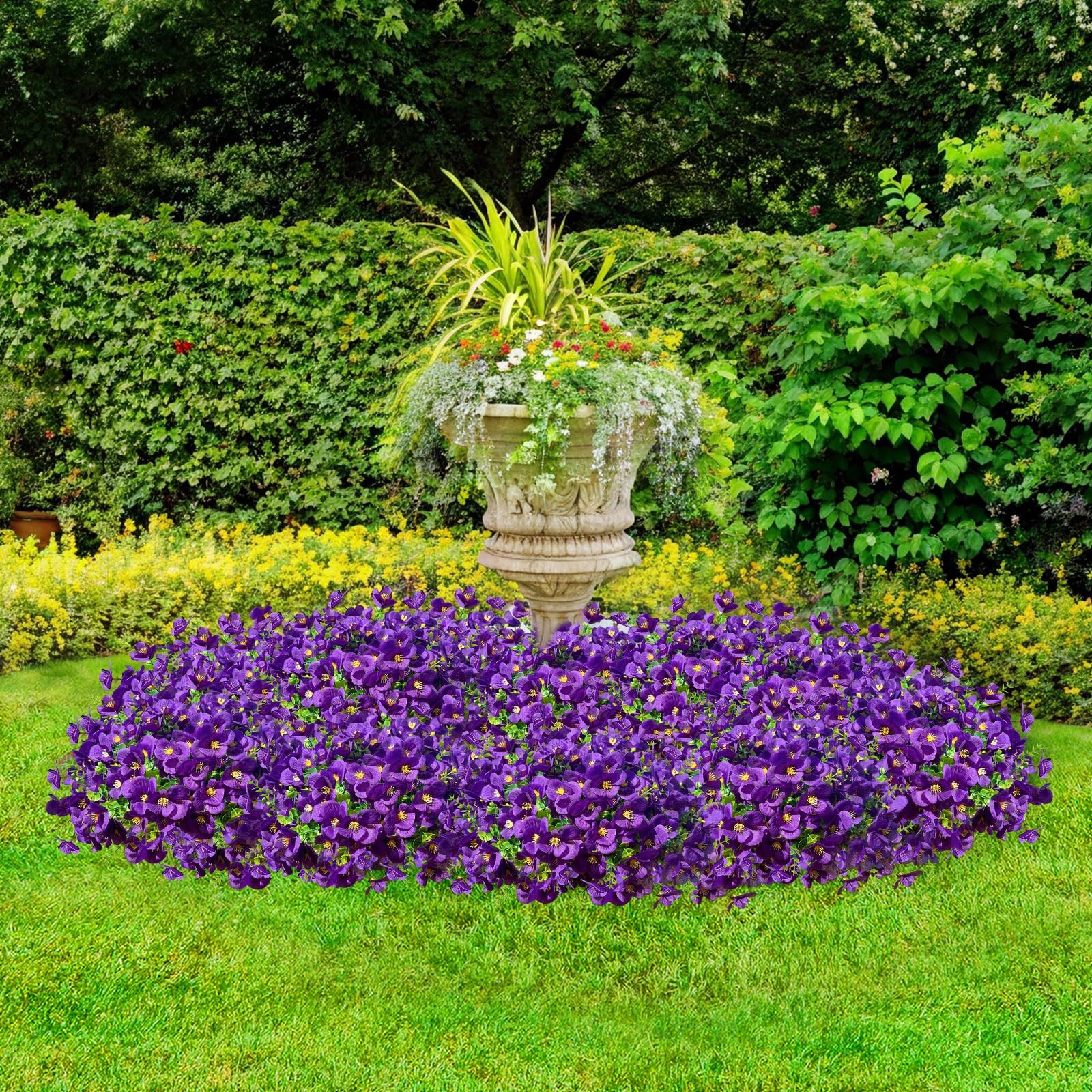 10 Bundles Artificial Faux Flowers Plants for Outdoors Decor-Purple