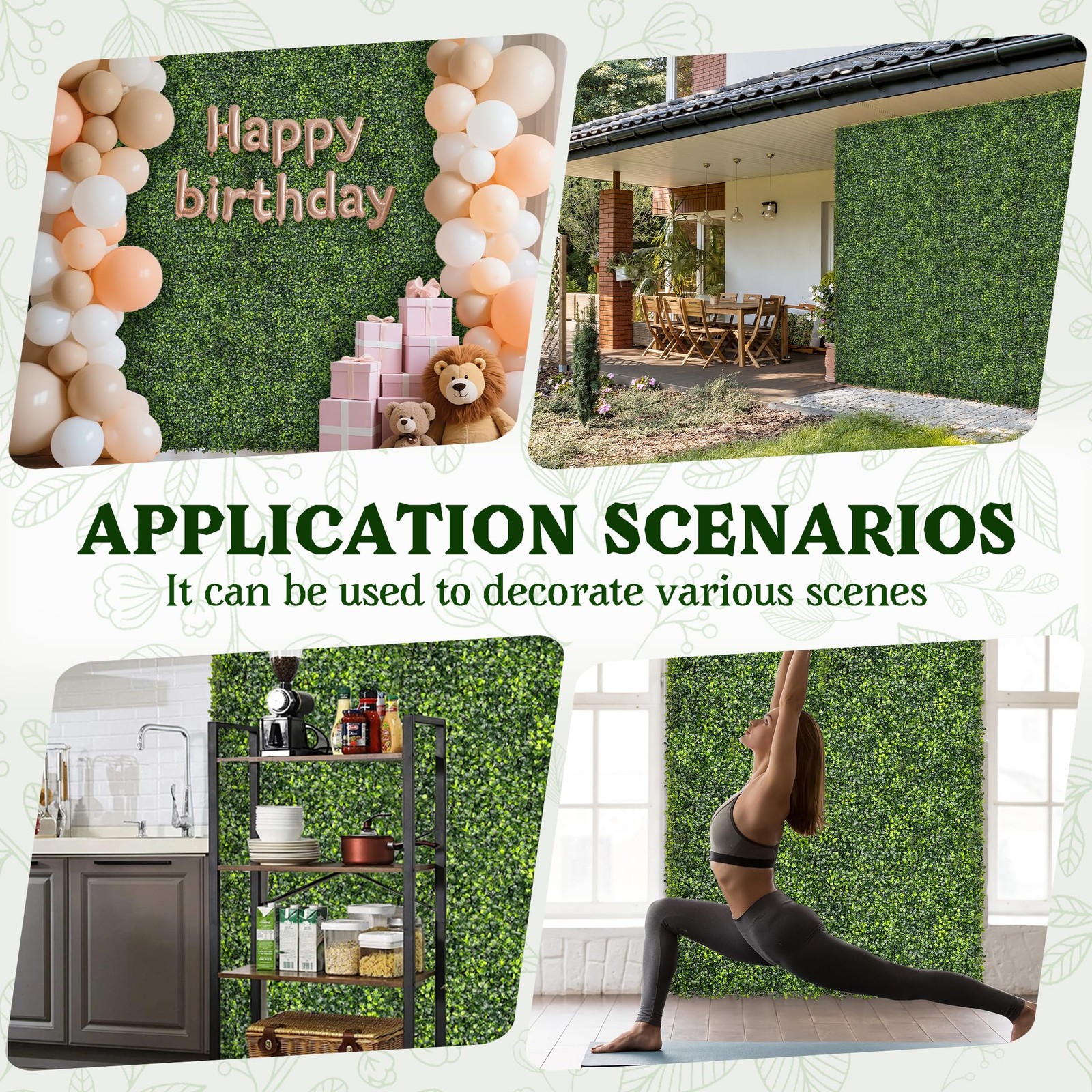 10″x10″ 12 Pieces Artificial Greenery Boxwood Privacy Fence Screen