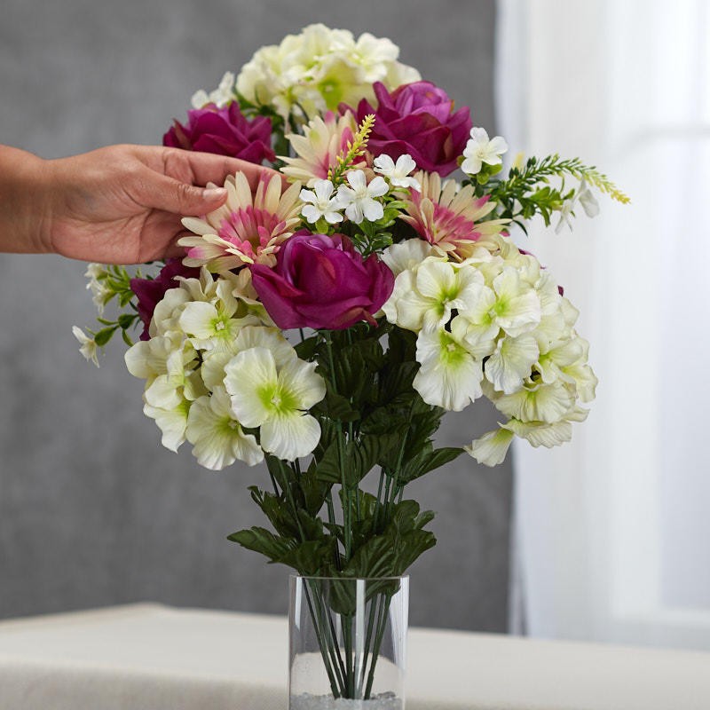 Factory Direct Craft Artificial Rose Hydrangea and Daisy Bush