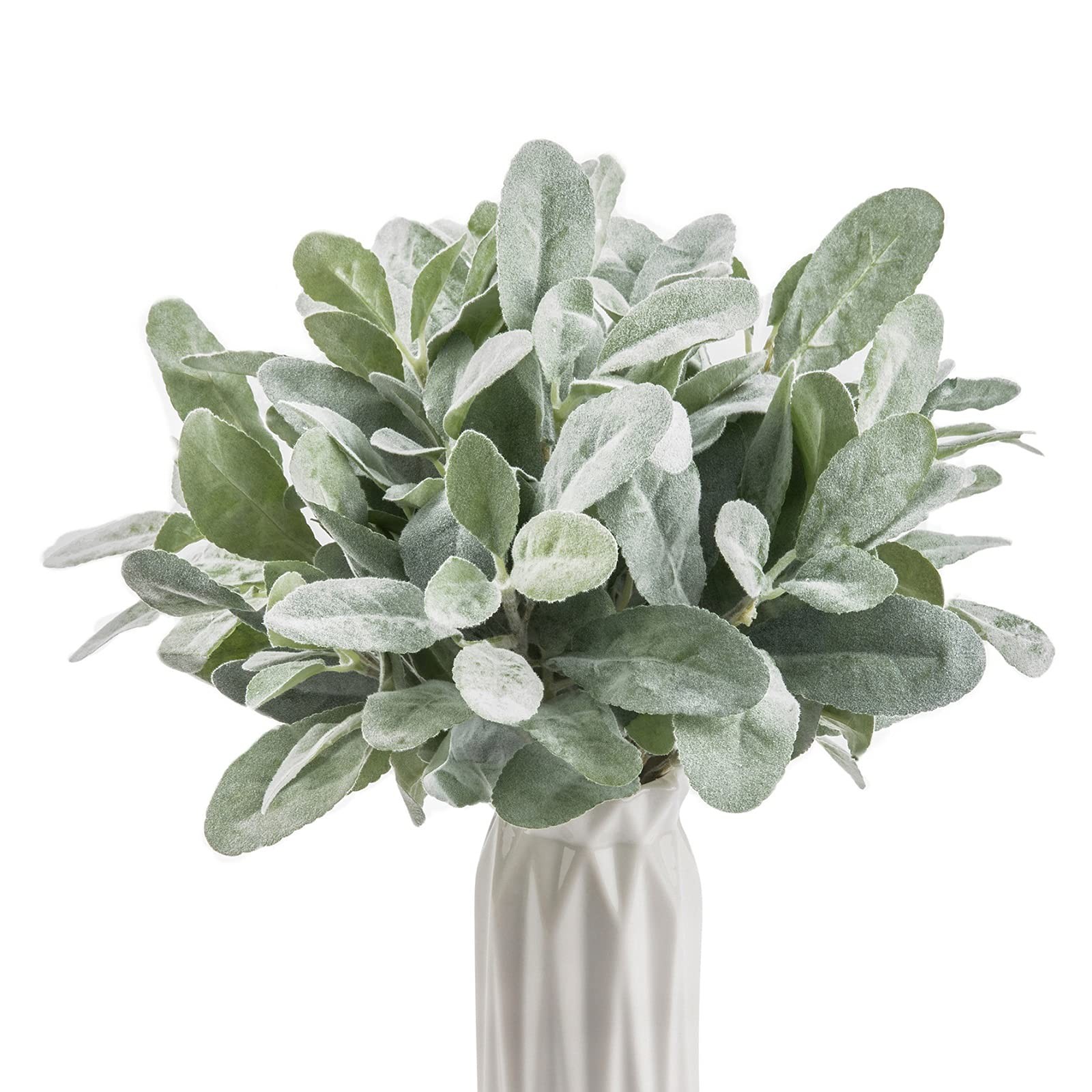 6pcs Artificial Lambs Ear Stems,14″ Flocked Sage Leaves Plants for Wedding Pa…