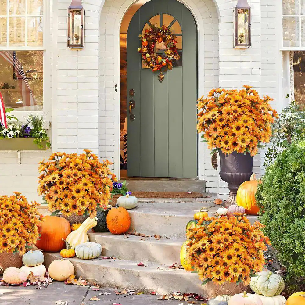 12.6 In. Yellow Artificial Fall Mum Flowers