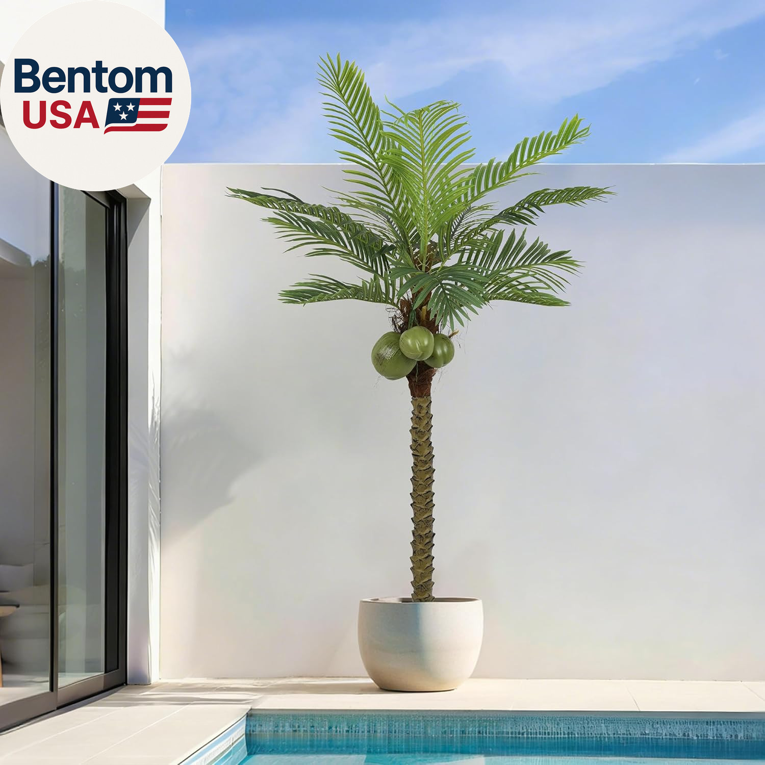 Artificial Phoenix Palm Tree 6.5FT Tall Large Faux Coconut Trees with Realistic