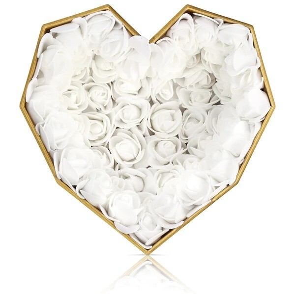 special handmade geometric heart box and plush rose flower for valentine’s day