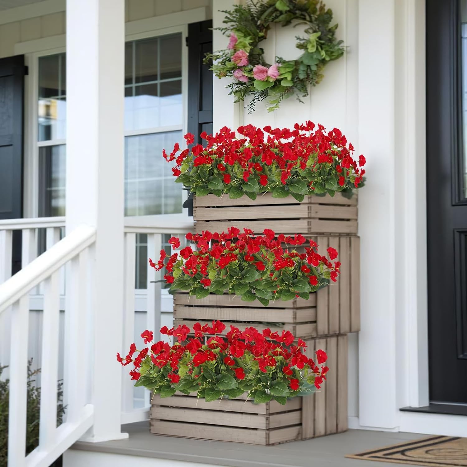 2 Pcs Artificial Flowers for Outdoors Hibiscus Faux Impatiens Outdoor Planters