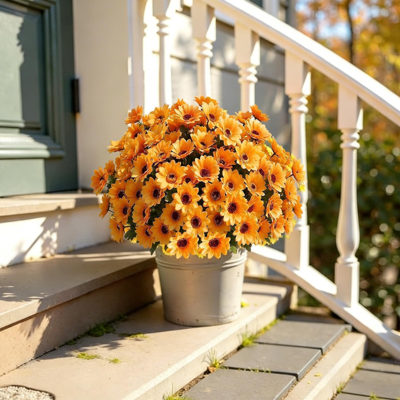 12 Bunches Sunflowers Artificial Flowers for Outdoors UV Resistant Fall Flowe…