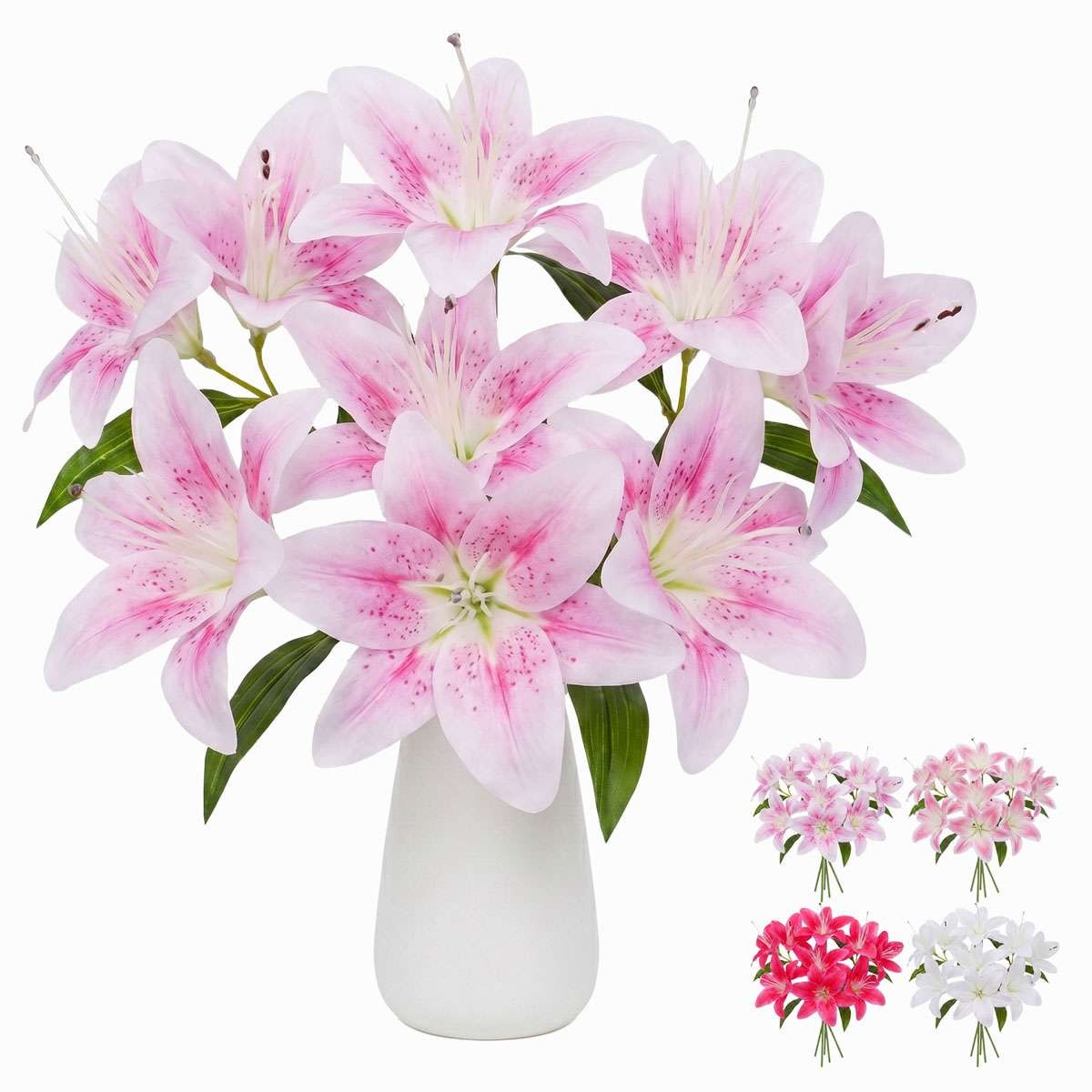Lot Artificial Lily Flowers Faux Plant Bouquet Garden Home Decor UV Resistant