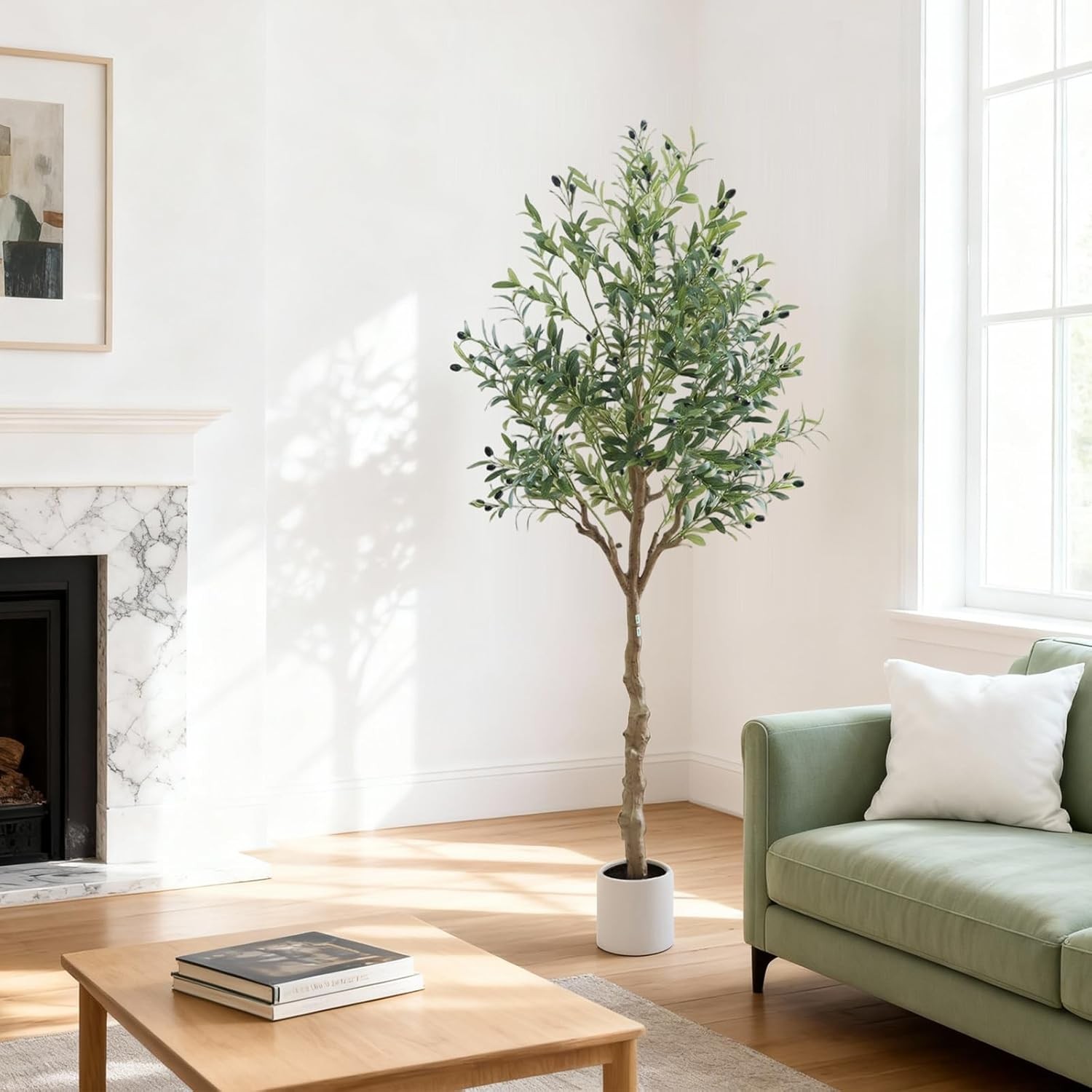 Artificial Olive Tree 150-210cm Tall,Lifelike Trunk & Leaves,UV Resistant,w/ Pot