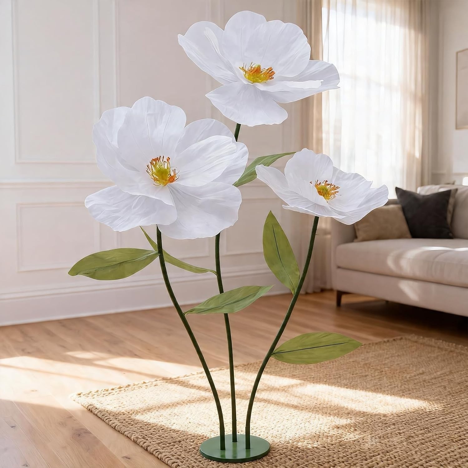 Giant Poppy Artificial Flowers with Stand,Large Gradient Paper Flowers,Waterproo