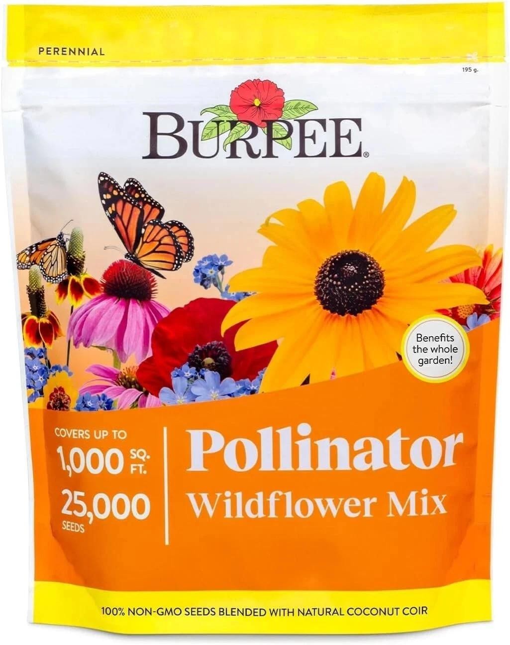 Burpee Wildflower 25,000 Bulk, 1 Bag, 18 Varieties of Non-gmo Flower Seeds Polli