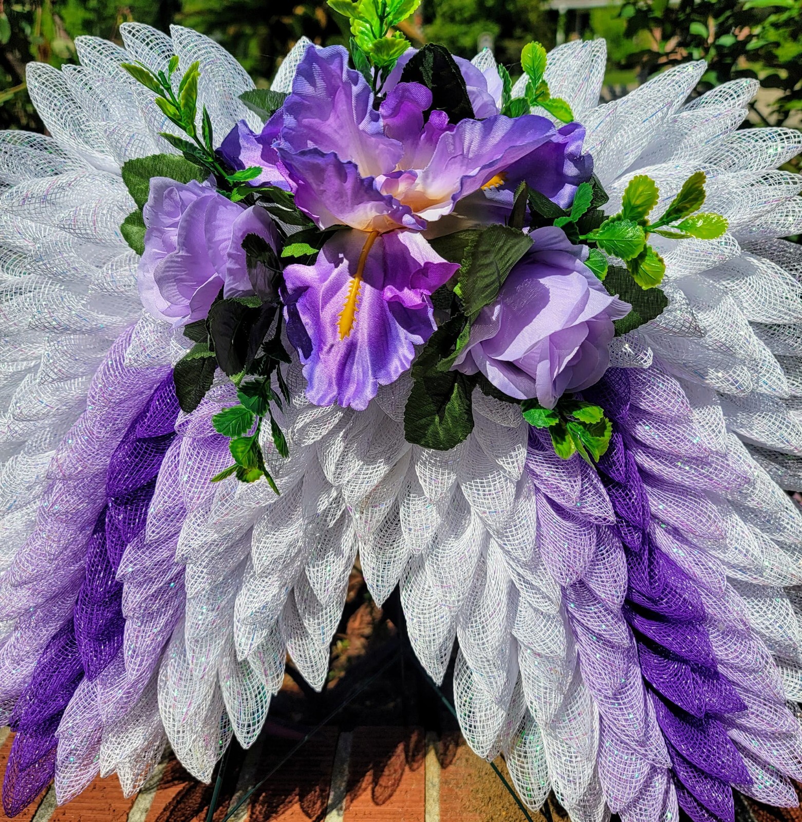 wreaths for front door, angel wings, choose your color, funeral wreath, wreath