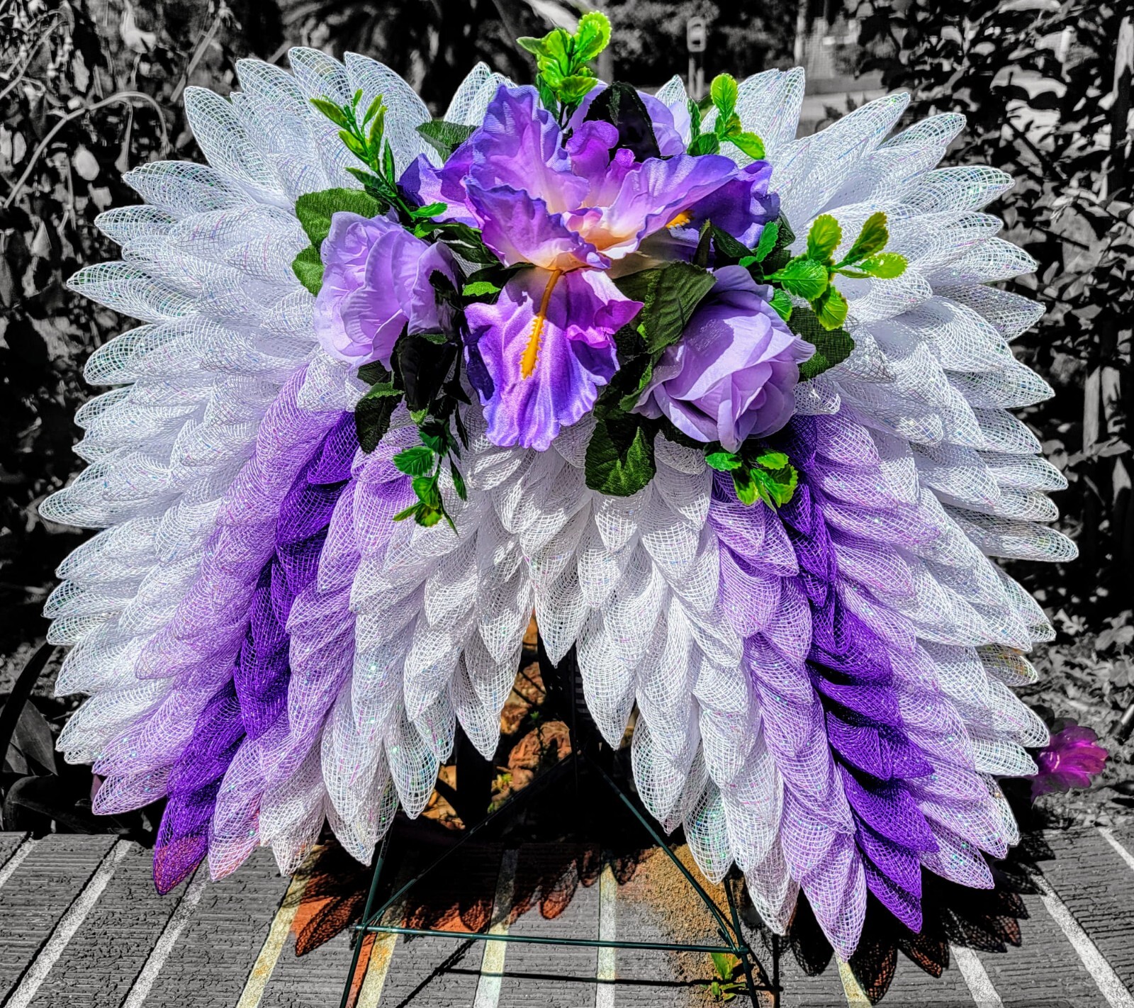 wreaths for front door, angel wings, choose your color, funeral wreath, wreath