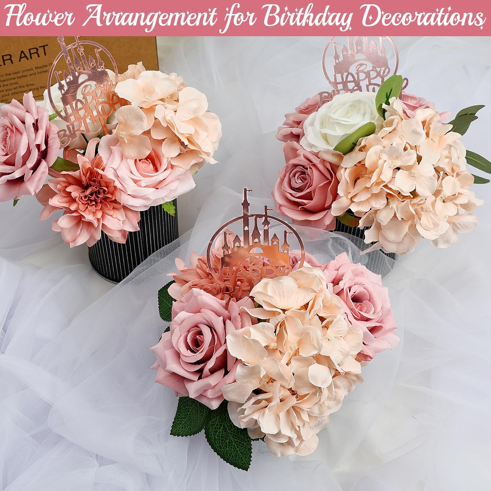 Artificial Flowers Combo Set for DIY, Dusty Pink