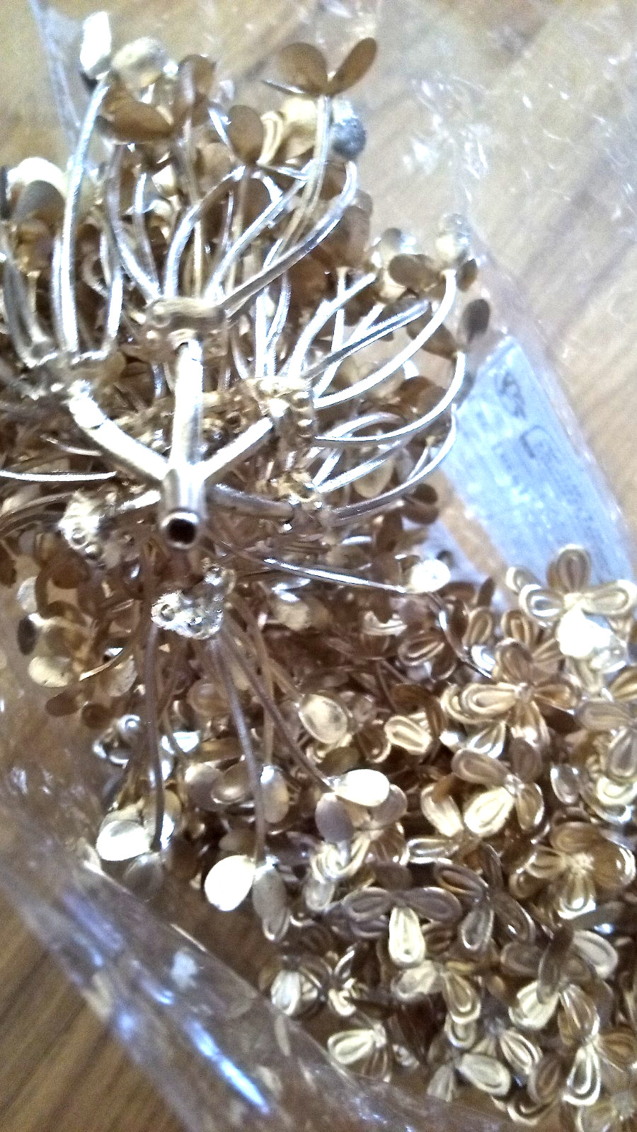 10 Pcs Artificial Gold Flower Hydrangea Party, Wedding, Holidays Christmas Decor