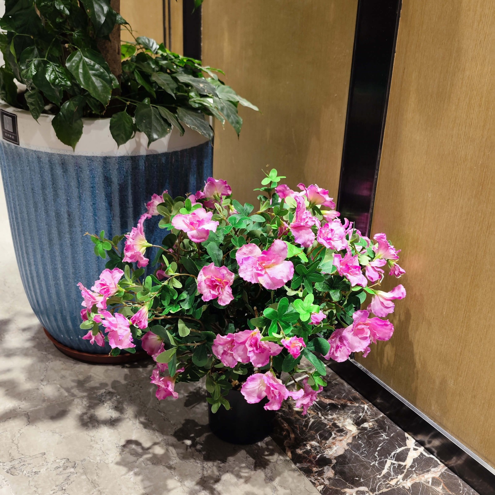 48 Large Blooms Artificial Potted Azalea Flowers ,UV Resistant , Realistic Decor