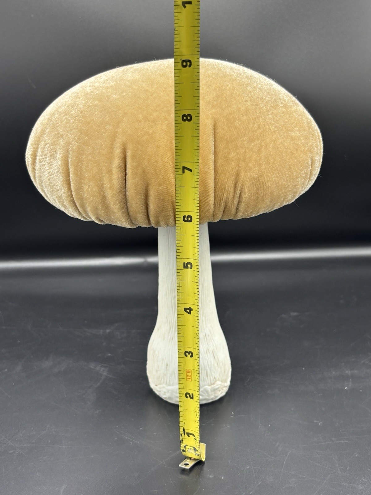 Set Of 2 Flora Bunda Soft Velvet Mushrooms Shelf Sitters Retro Tan/green Large