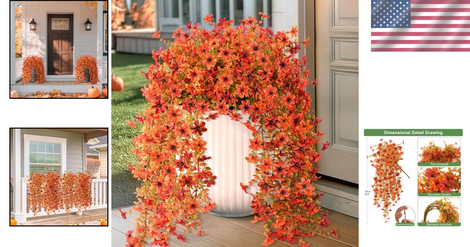 Lifelike Silk Fall Flowers with UV Protection – Perfect for Indoors & Outdoors
