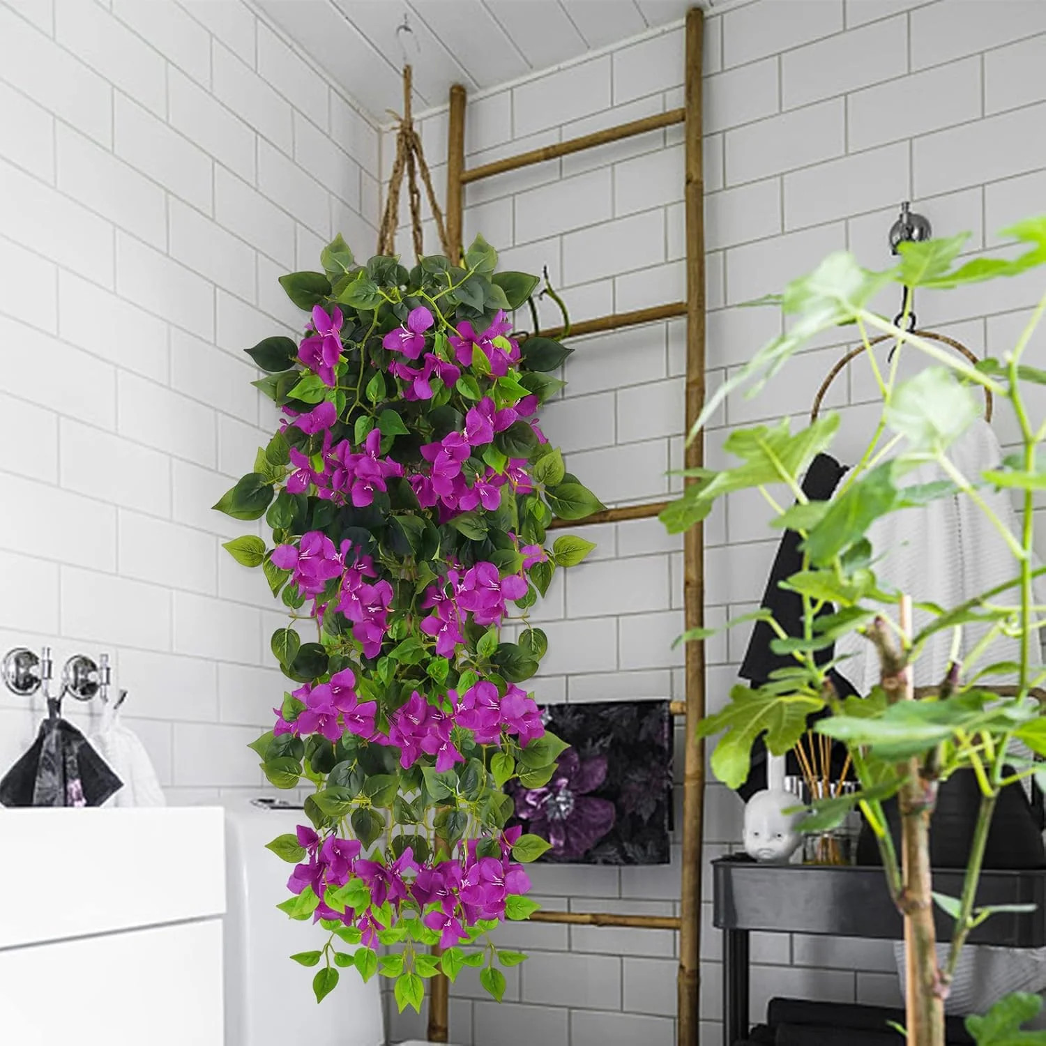 Artificial Hanging Flowers Bougainvillea, UV Resistant Faux Silk Flower Fabric V