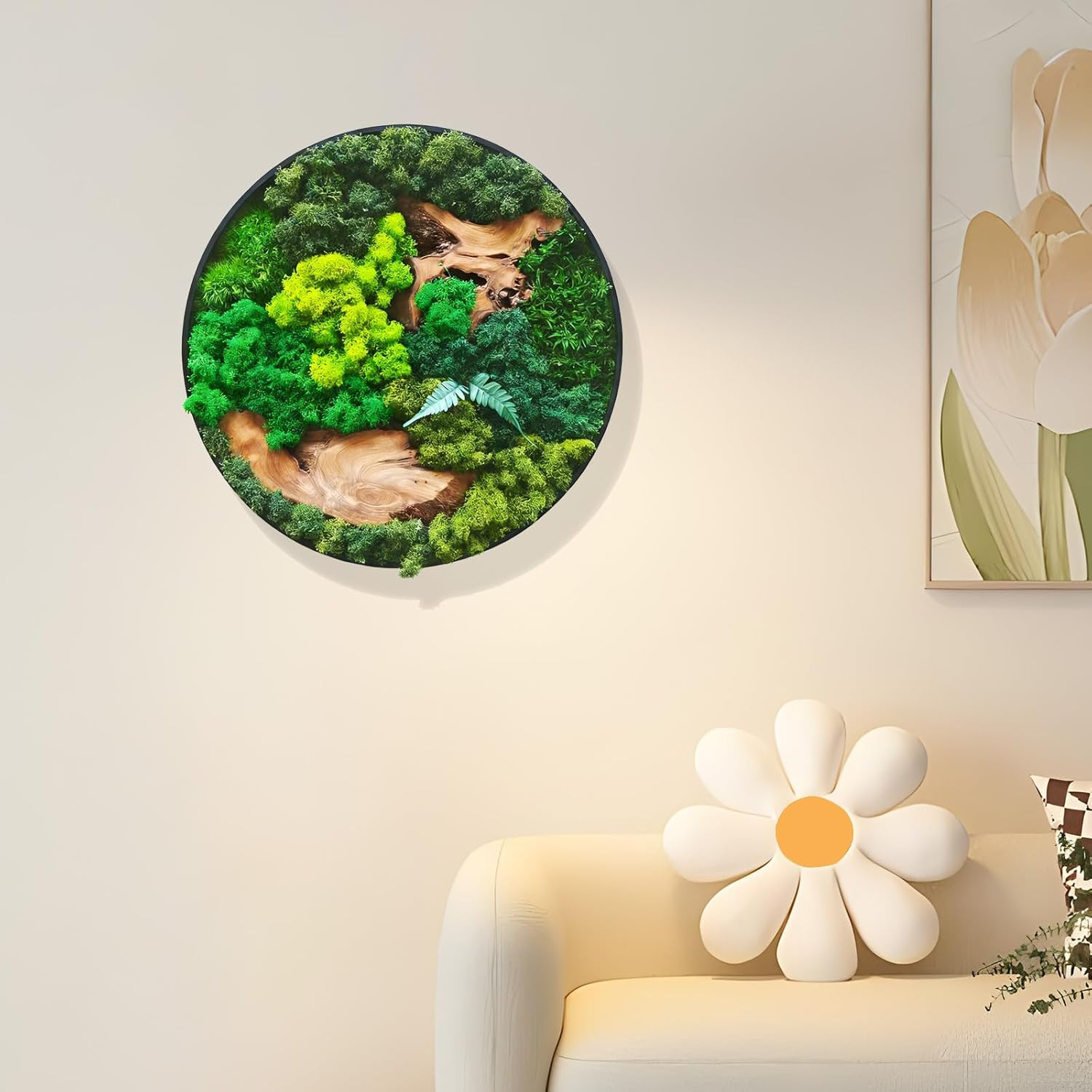 Handcrafted Round Moss Wall Art – Rustic Nature Decor for Home & Office