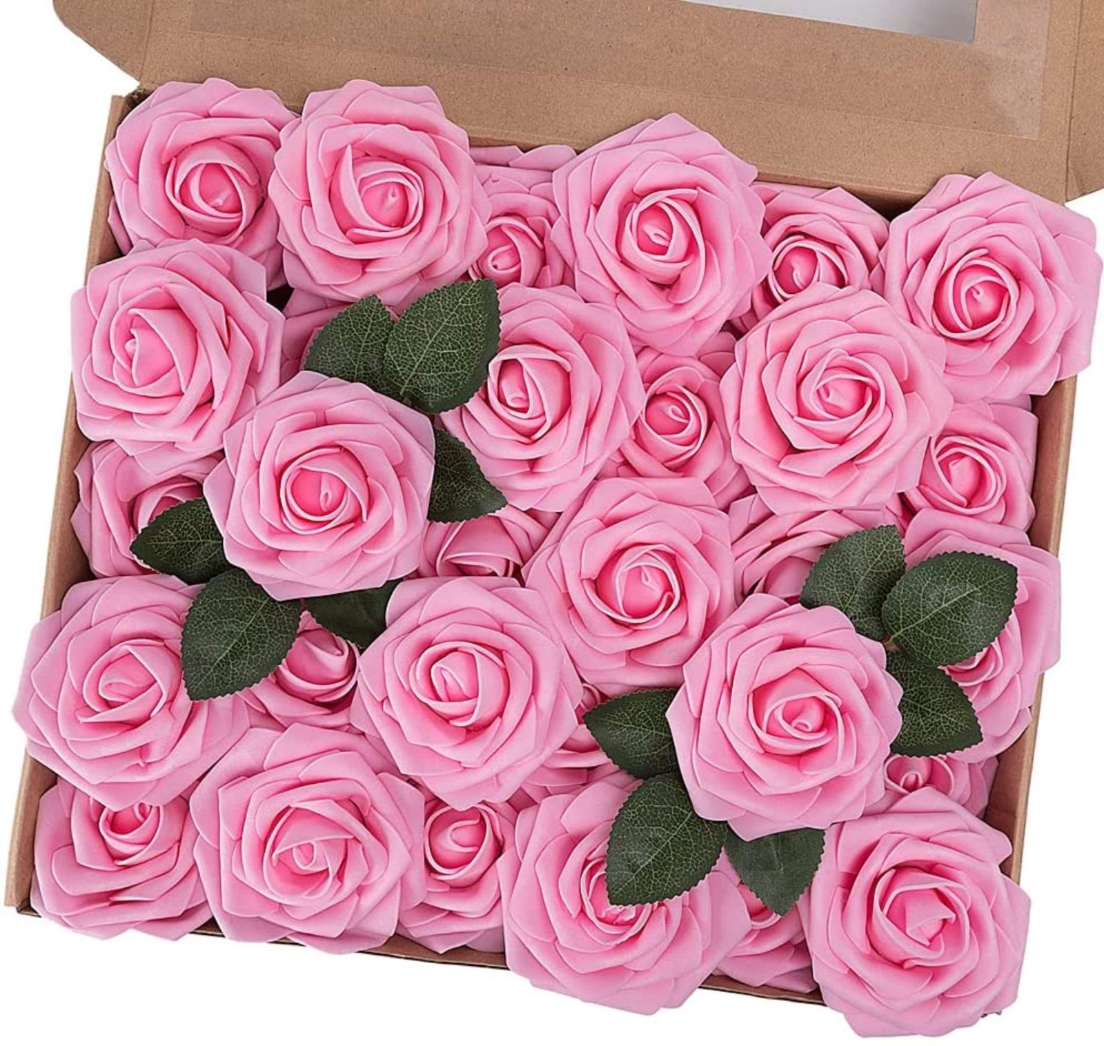 Artificial Foam Roses – Real Touch Pink Roses with Stems (Latex Foam)