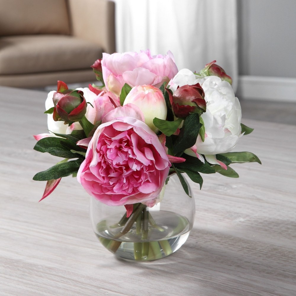 Aspen Loke – 10 inch Peony Bouquet – 10 inches wide by 10 inches deep – Decor –