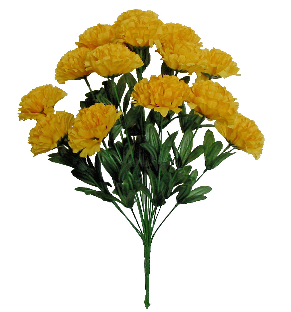 Yellow 14-3.5″ Carnation 20″ Bush Silk Flower Home Holiday Wedding Decor Outdoor