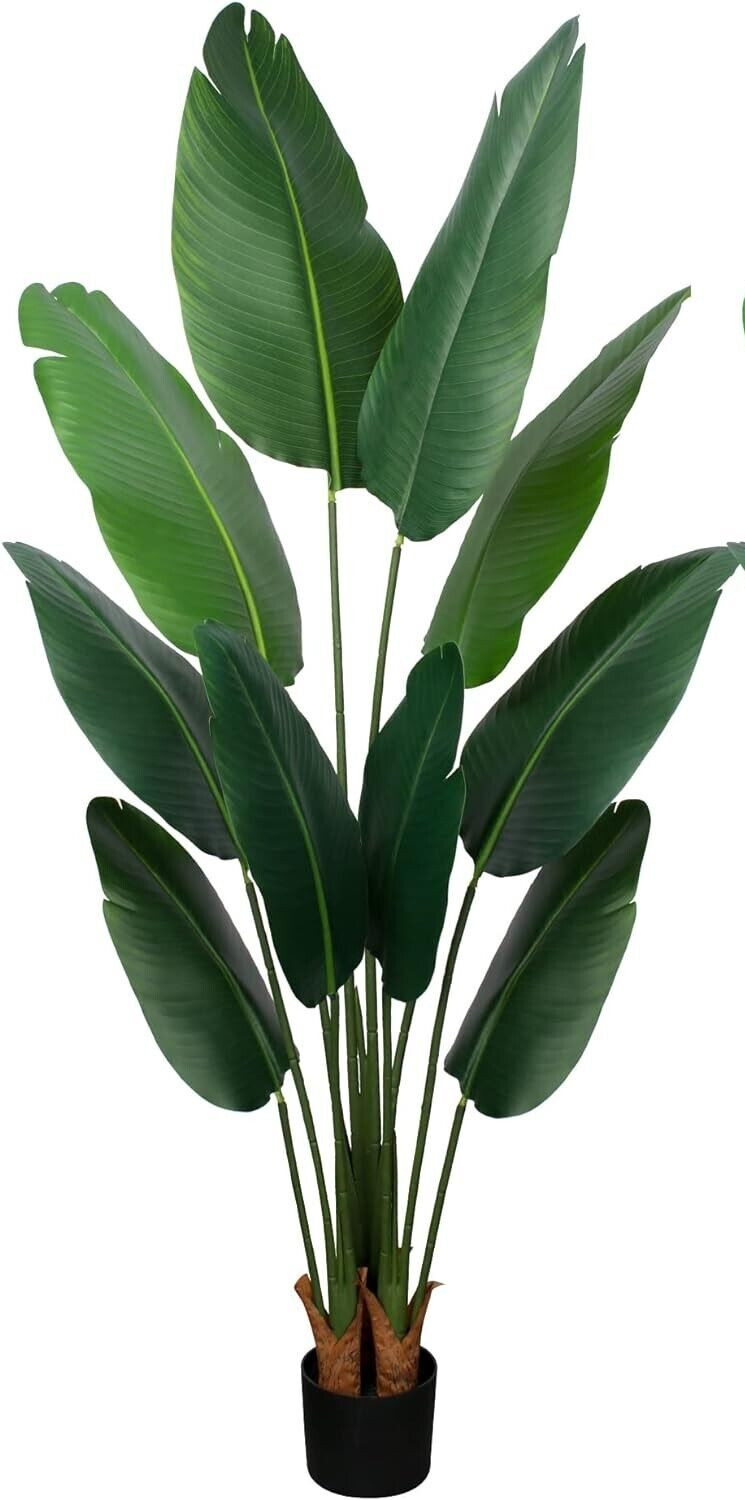 Yepdin Artificial Bird of Paradise Plant 5 Ft Tall Fake Banana Leaf Plant