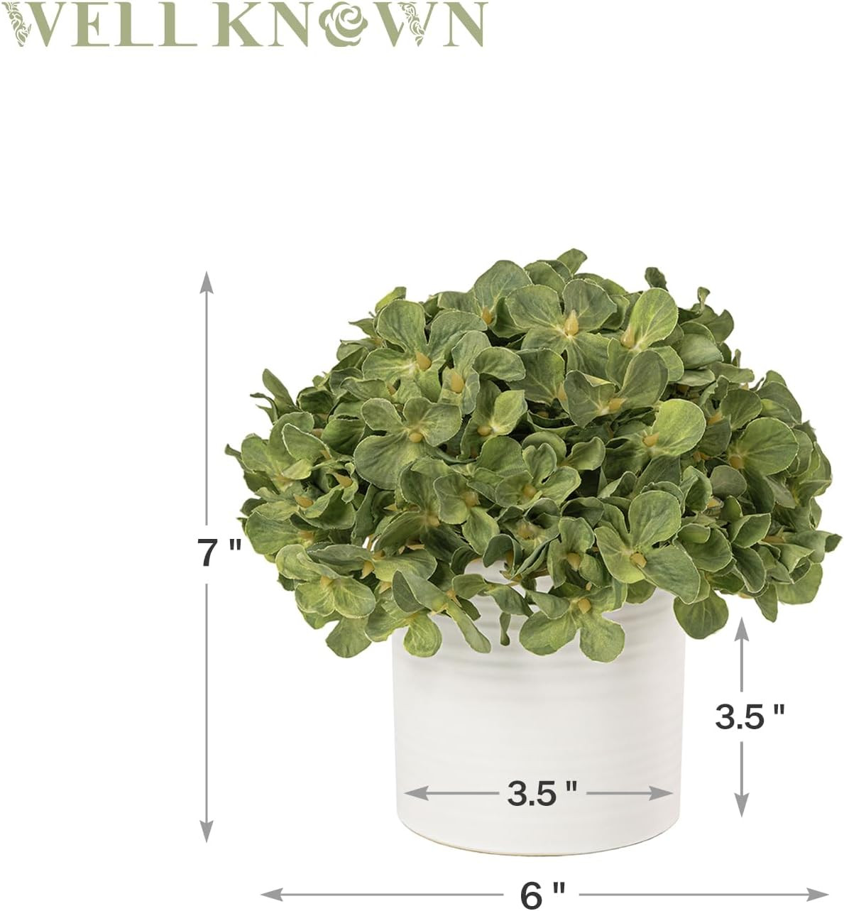 Artificial Hydrangea Flowers in Ceramic Vase for Home Decor – Green