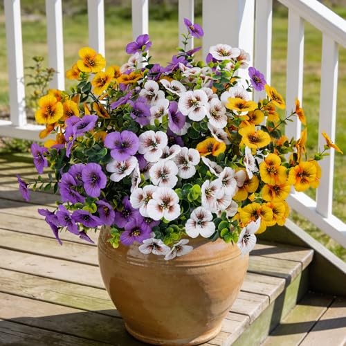 17 Inch Artificial Faux Pansy Flowers for Light Purple,dark Yellow,white