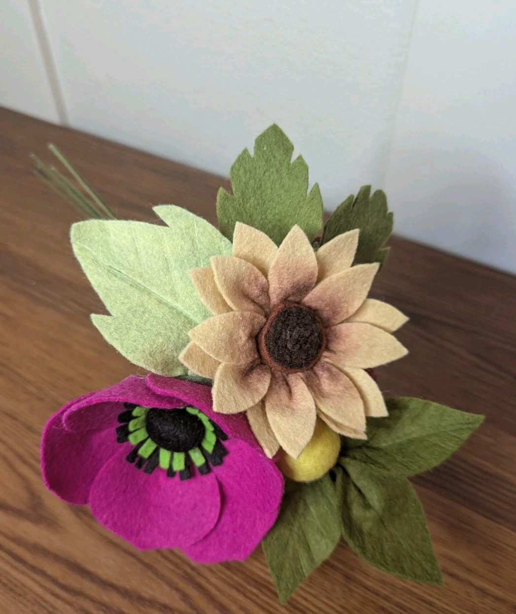 Beautiful Hand Cut Wool Blend Felt Flower Bouquet Gift Wrapped/Great Gift Idea!