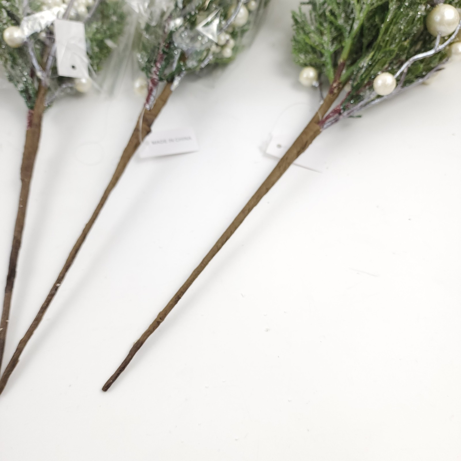 Set of 4 Winter Frost Cedar and Berry Picks by Valerie in Ivory Holiday decor