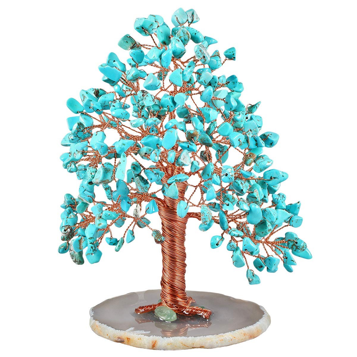 Green Howlite Turquoise Crystal Money Tree Agate Slice Geode Base 56 In