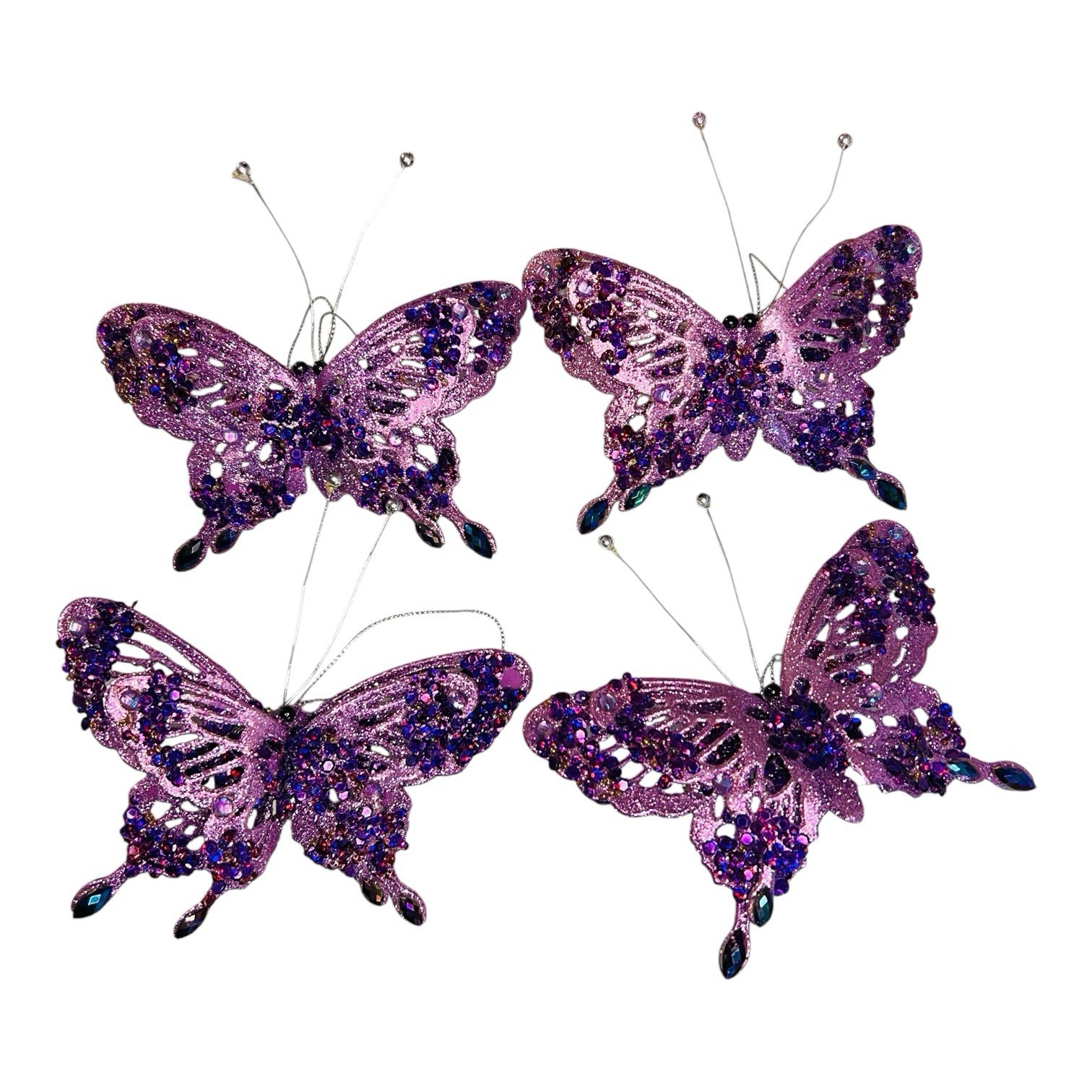 Purple Shimmery Rhinestone Floral Arrangement/Hanging Ornament Butterflies