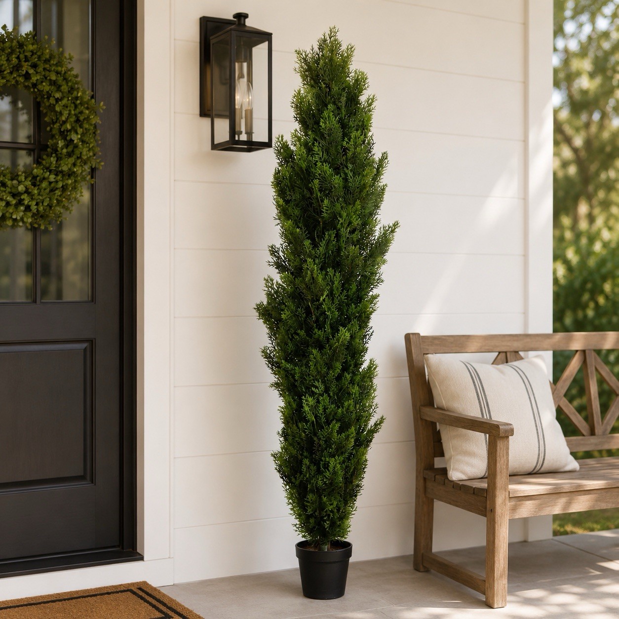 5’ UV Artificial Cedar Topiary Tree Indoor/Outdoor
