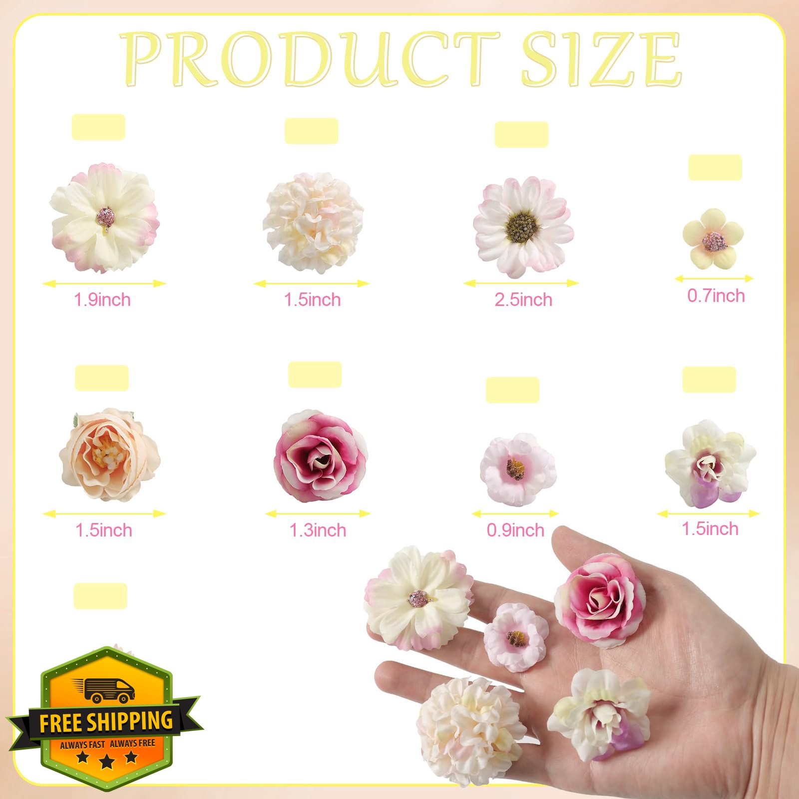 rongflower 125pc Small Silk Artificial Flower Heads Multi Color Craft DIY
