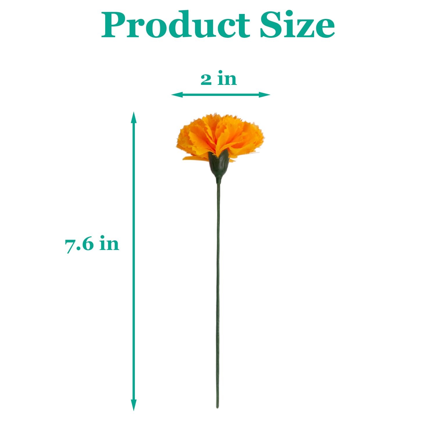 50Pcs Artificial Marigold Flowers, 2’’ Silk Heads with Stems for Diwali, Indi…