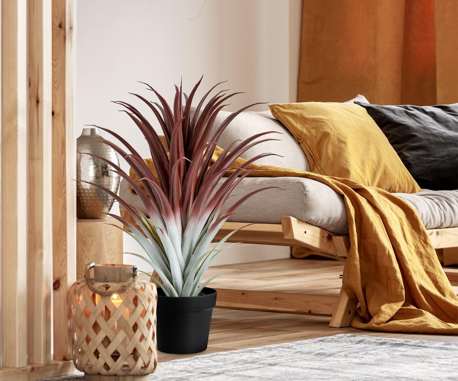 Hyper Realistic Big Red Artificial Aloe Vera Plant 26 Inches Tall. Large Faux…
