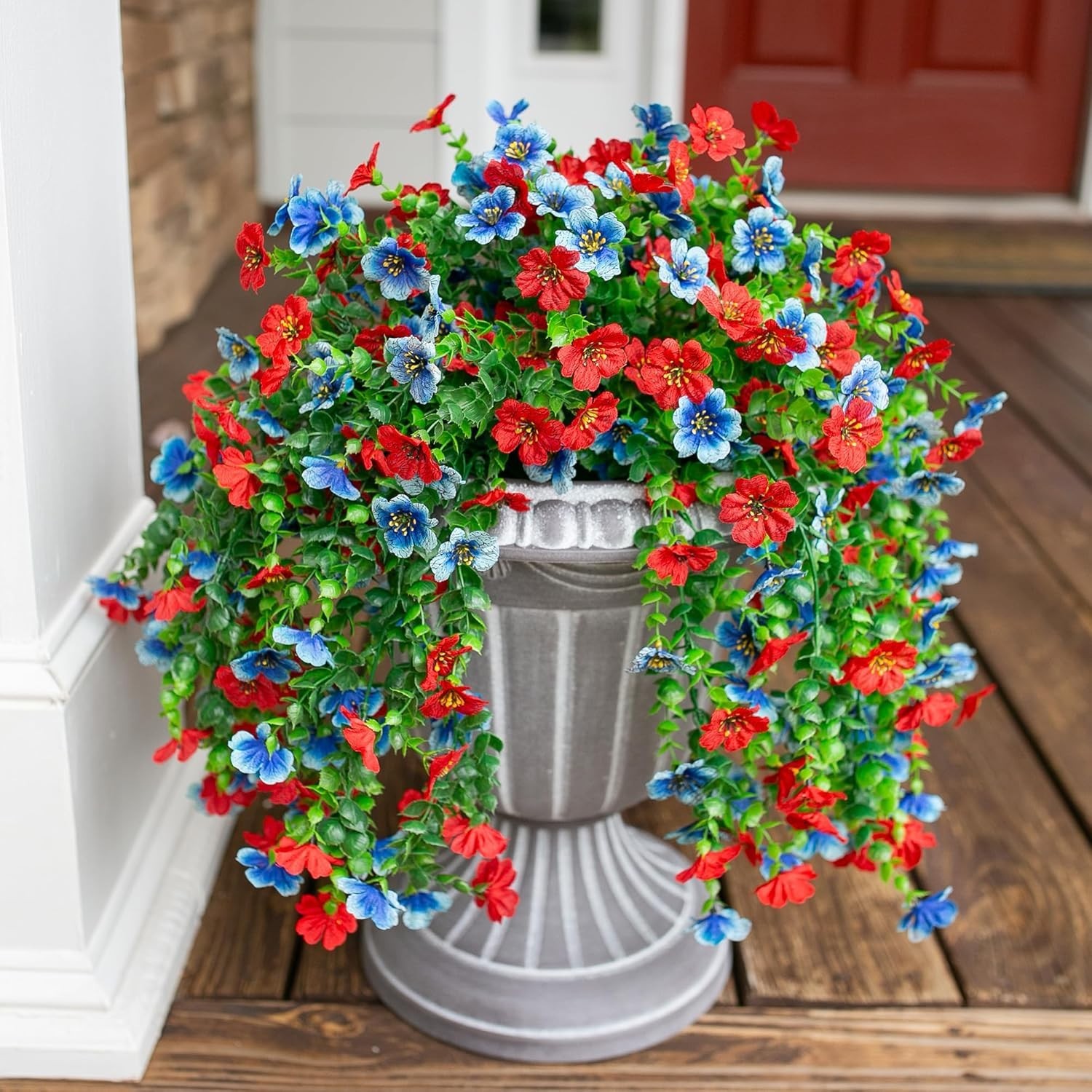 Artificial Hanging Flowers Set 2Pcs UV Fade Resistant Faux Flowers for Outdoo…