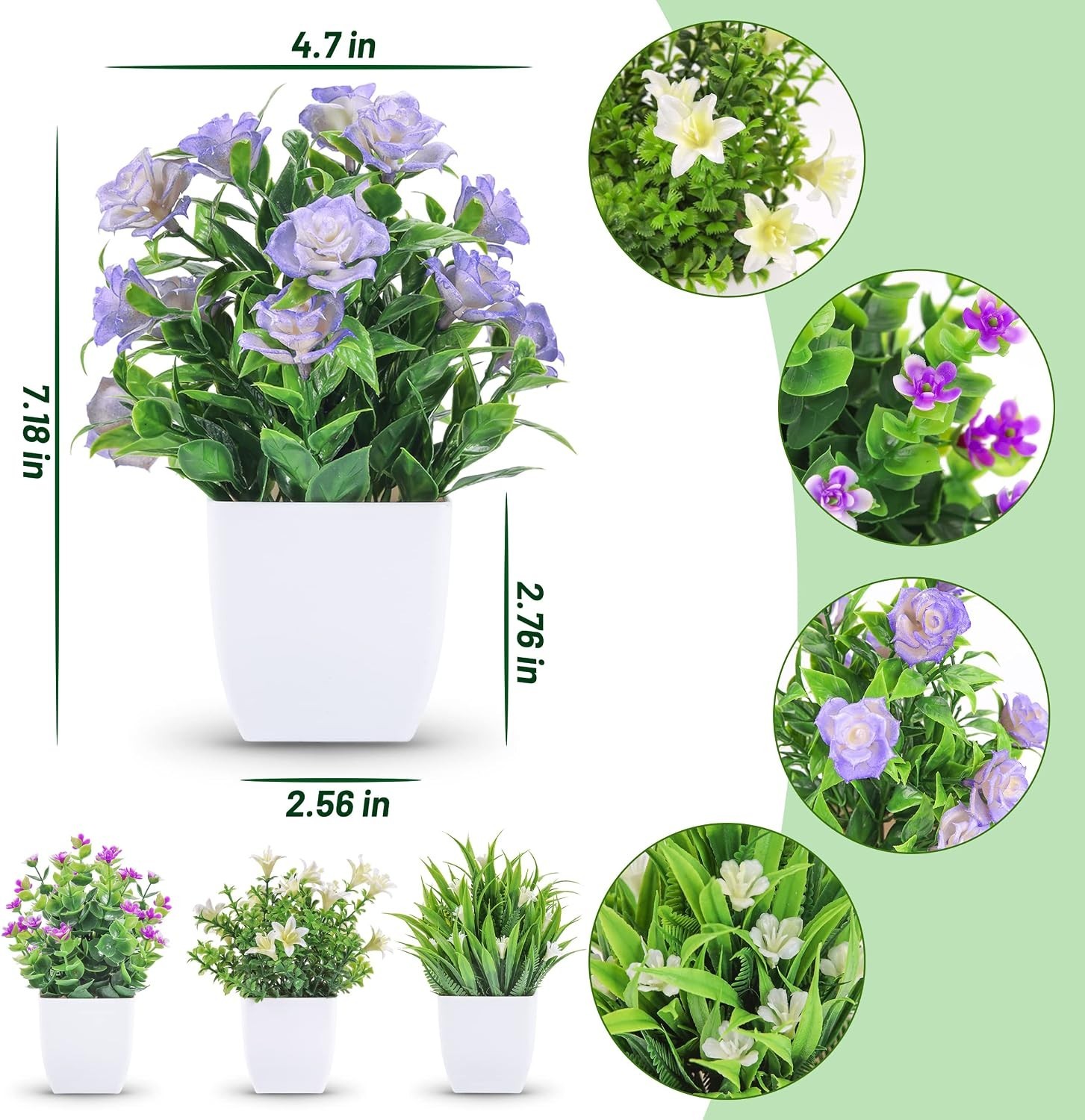 Realistic Spring Fake Plants – 4 Pack for Office and Home Decoration