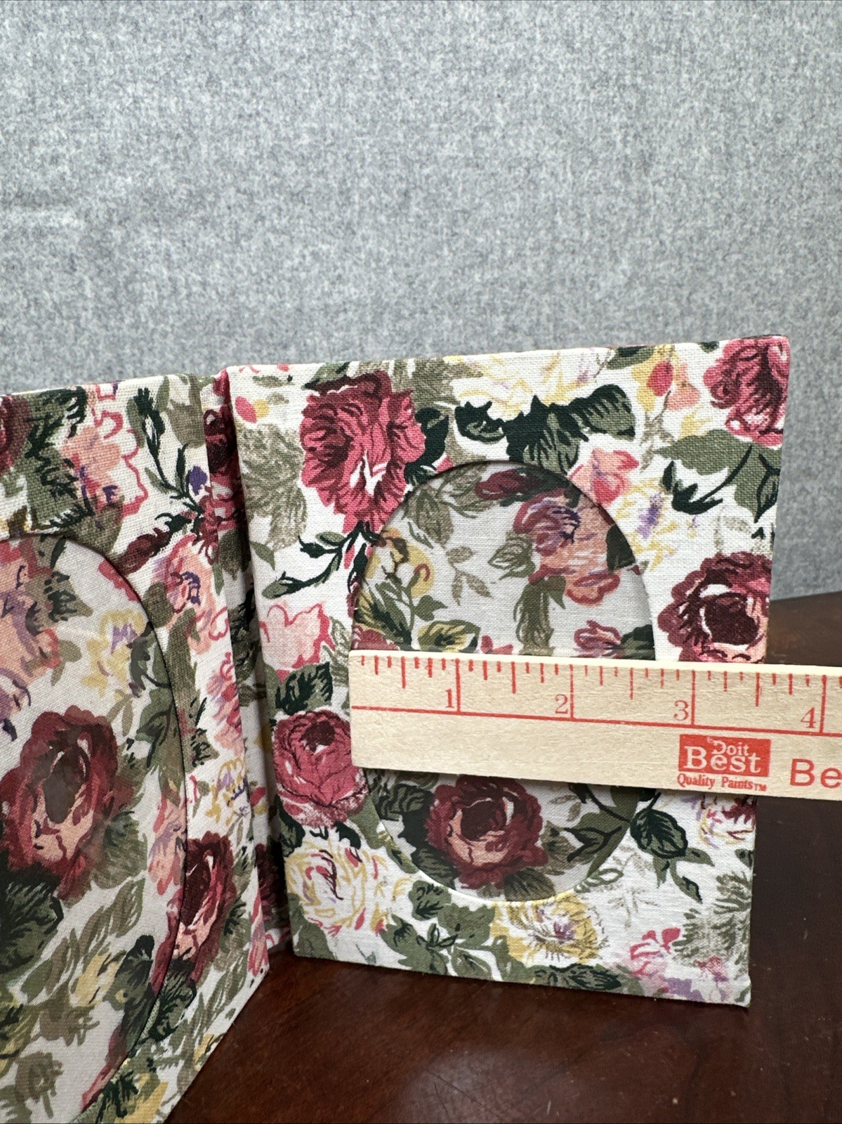 Vintage Floral Fabric Picture Frame Rose Print Cottage Core Granny