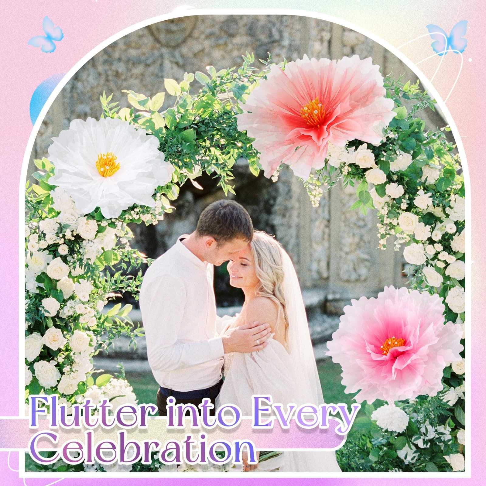 3pcs 19.7in Giant Flowers Decoration, Artificial Gauze Large Flower Prop for …