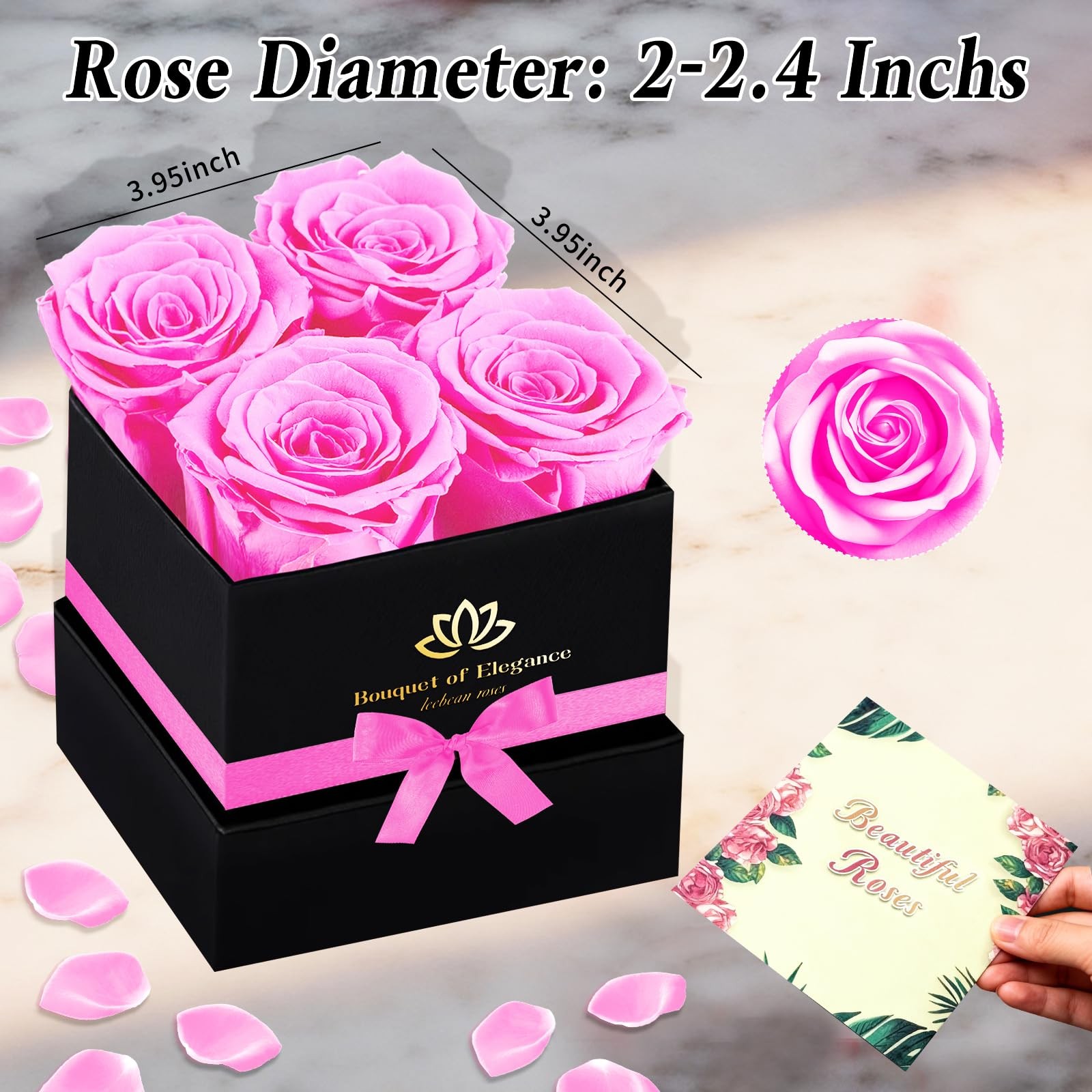 Pink Real Preserved Roses In A Box Forever Flower Gifts For Mother Women